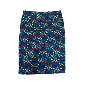 LuLaRoe Cassie Pencil Skirt Women's XL Blue Multicolor